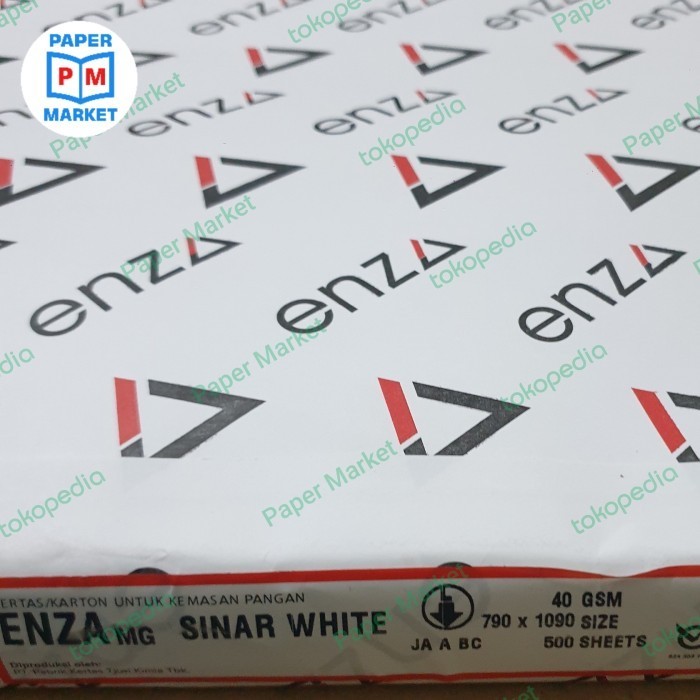 

MG KRAFT ENZA SINAR WHITE 40 GSM uk 79cm x 109cm 1 RIM 500 Lembar .