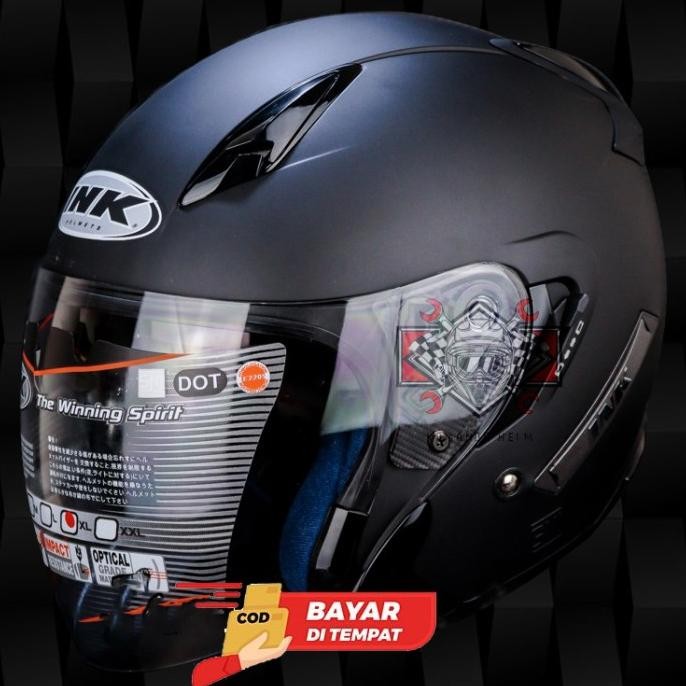 HELM INK METRO2 SOLID BLACK DOFF - DOUBLE VISOR Terlaris