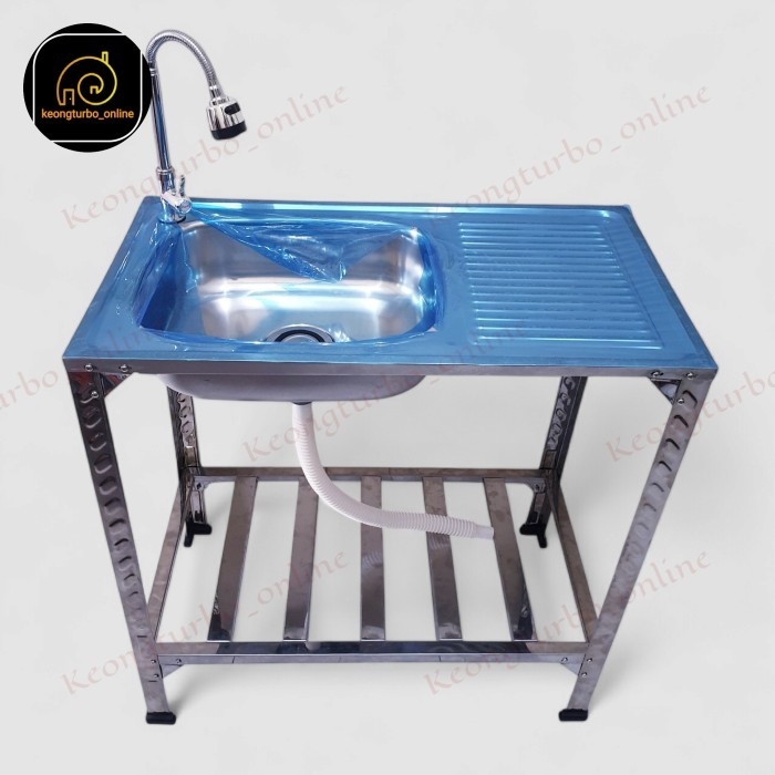 kitchen sink portable 8045 stainless 80x45x81cm meja bak cuci piring murah