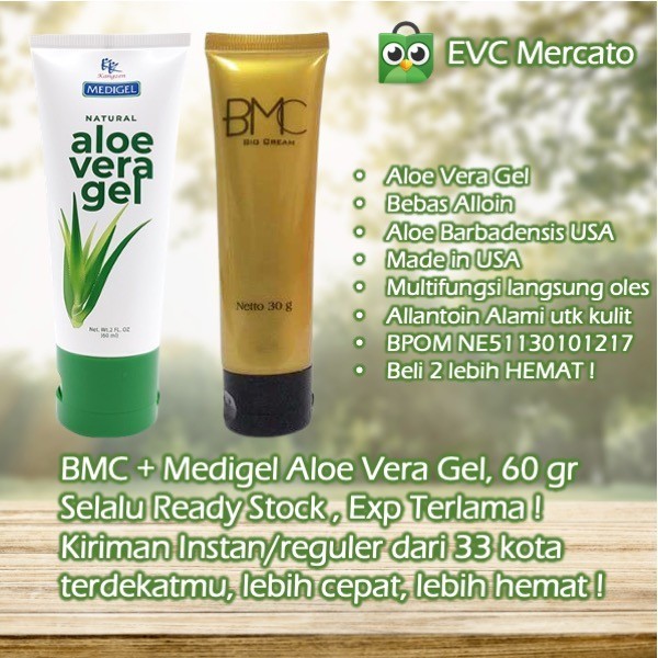 Medigel Natural Aloe Vera 60ml + Bio Multiple Cream 30gr (Paket Hemat)