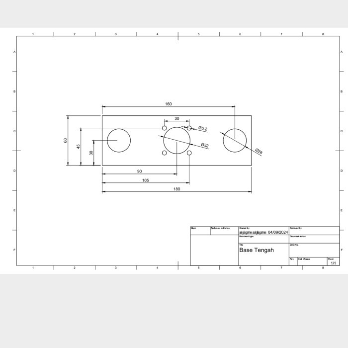 plat besi 10mm x 6cm x 18cm + 7 lubang