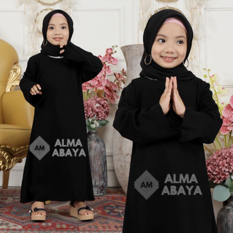 Limited Edition Alma Abaya Hitam Dress Muslim Abaya Polos (Busui)
