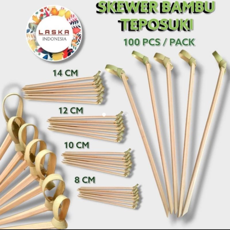 Disc Skewer Bambu Teposuki ,1 Pack Isi 100Pcs ,Tusuk Garnish,Tusuk Buah,Tusuk Cocktail,Bambu Skewer