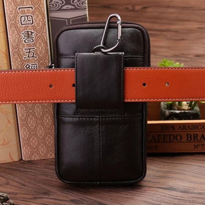dompet hp kulit asli sarung hp kulit pria tinggi 17cm 3hp pinggang ori Terlaris