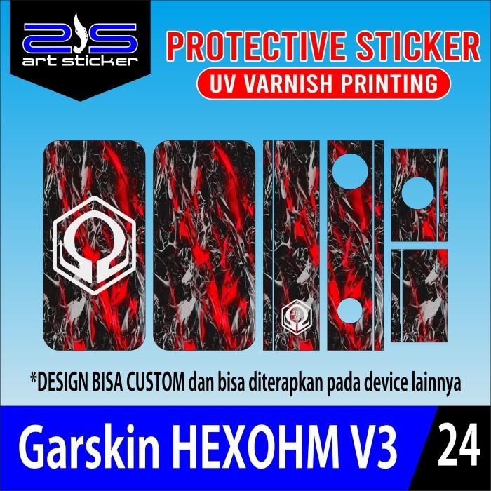 

*PromoTerjangkau* Hexom V3 Abstrak Red Garskin Wrap Stiker Premium / X Casing Case COD