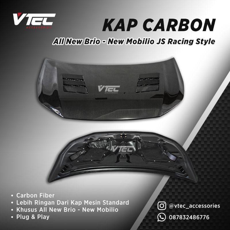 Kap Mesin Carbon All New Brio New Mobilio Js Racing Style