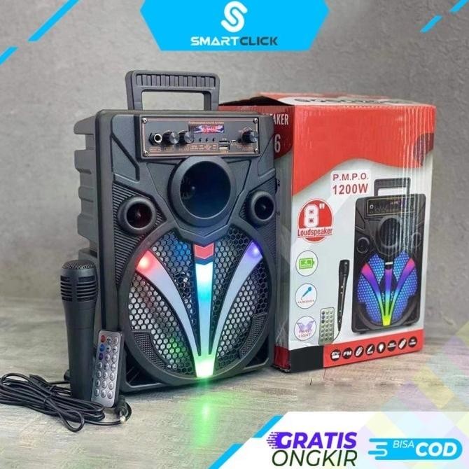 Murah Karaoke Speaker Bluetooth Portable Extra Bass Free Microphone Qs 7806
