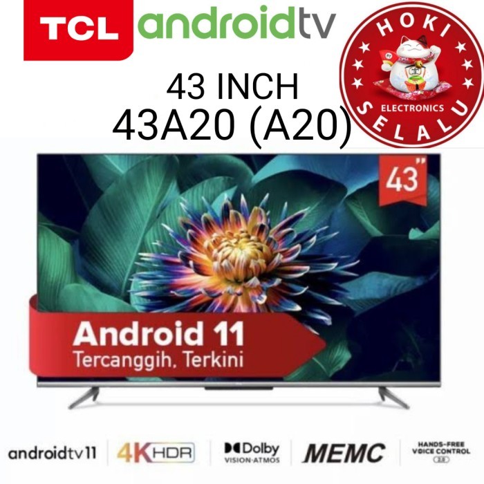 Tcl 43 Inch Android 11 Tv 4K Uhd Hdr 10 43A20