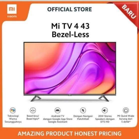 Xiaomi Tv 43 Inch Mi Tv 4 Beselless/Bezelless 43" Garansi Resmi Tam