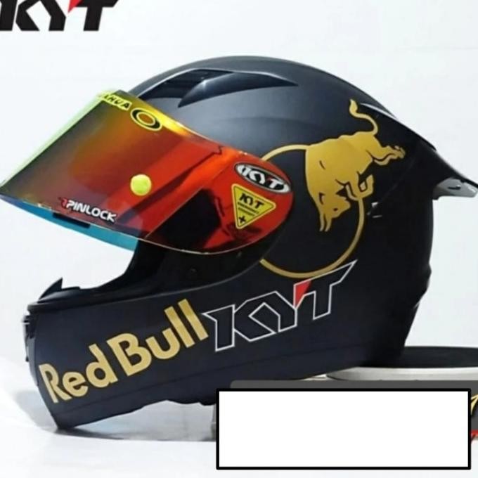HELM KYT R10 SOLID BLACK DOFF RED BULL PAKET GANTENG Terlaris