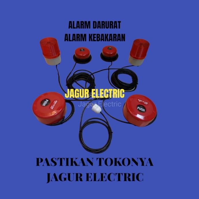 ALARM KEBAKARAN DOUBLE BELL KRING + DOUBLE ROTARY + TOMBOL FIRE ALARM
