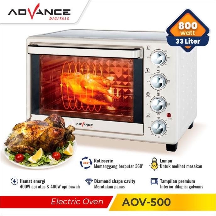 Oven Listrik Advance AOV500 Electric Oven 33 Liter 800W AOV-500