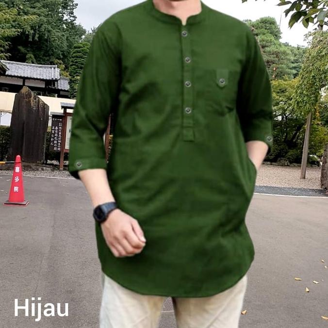 Baju Koko Qurta Pria Atasan Kemeja Koko Trikhan Muslim Terlaris