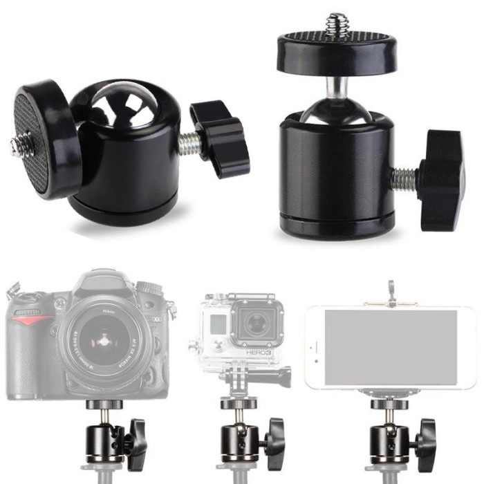 Kepala Stand Tripod Mini Ball Head 360 Derajat Kamera DSLR QM3624