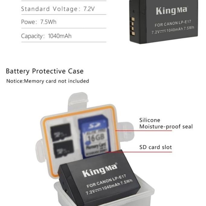 Baterai KINGMA Canon LP-E17 Dual Charger RP R8 R10 R50 R100 m3 m5 m6 Terlaris