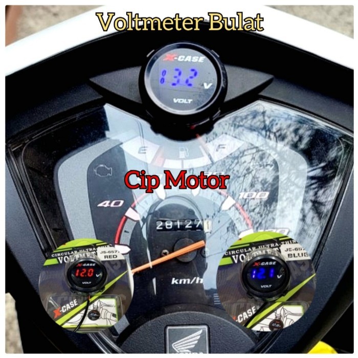 VOLTMETER MOTOR BULAT RIZOMA DIGITAL / PENGUKUR AKI BULAT