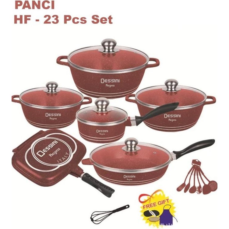 Dessini 23 Buah Set Peralatan Dapur Panci Masak Marmer Anti Lengket