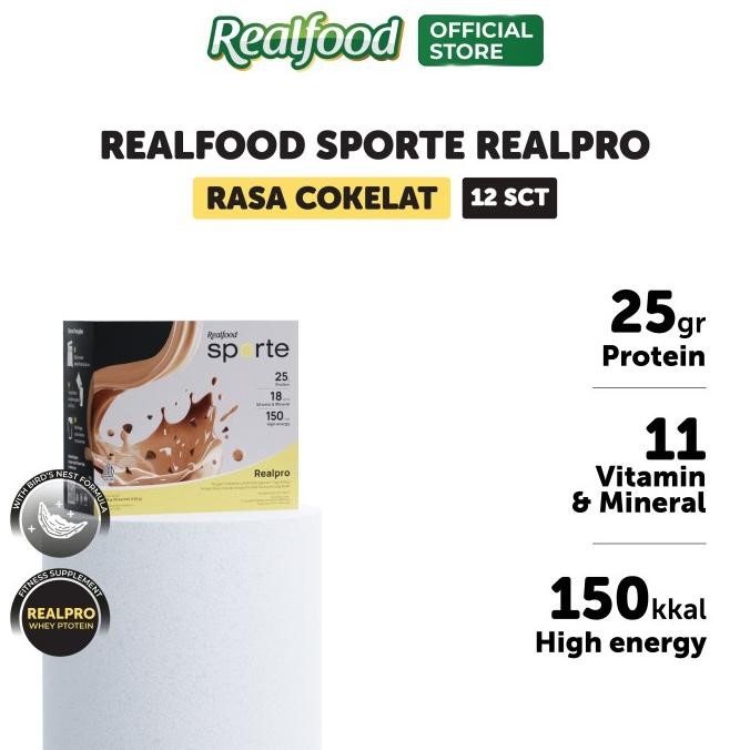 

Realfood Sporte Realpro Cokelat dengan Sarang Burung Walet dan Konsentrat Protein Whey, 12 pcs