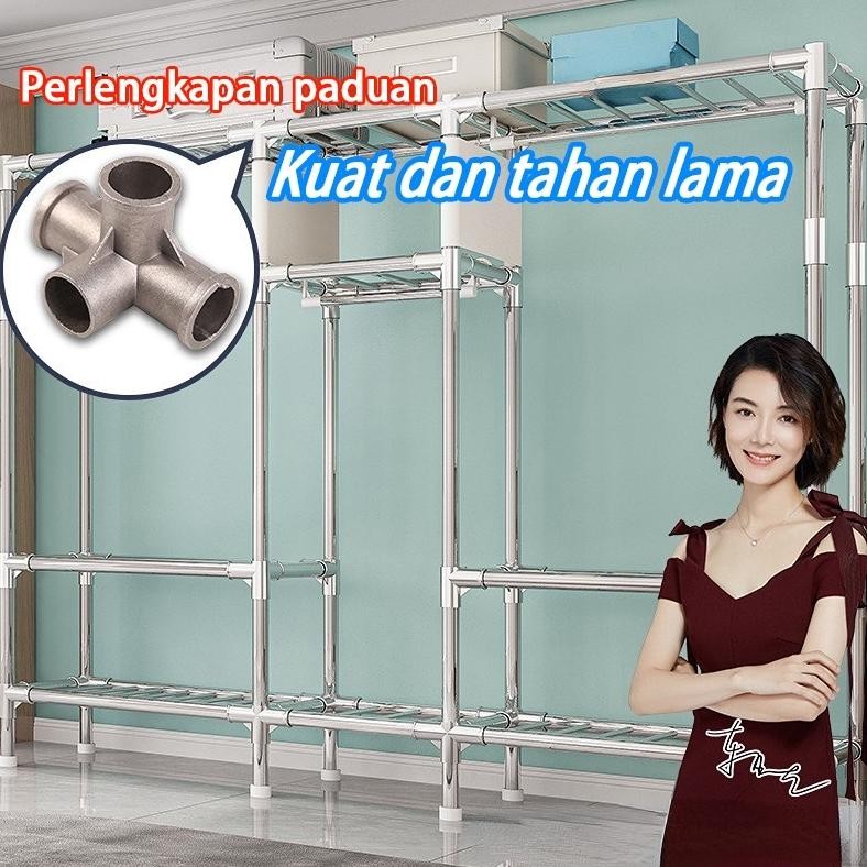 20MM Tube Lemari Baju Gantung /Pipa Baja Lemari Pakaian/Kain Lemari Pakaian/Portable Tabung Baju