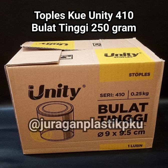 Toples Kue Unity - 410 Bulat Tinggi 250 gram | Stoples Lebaran 1/4kg