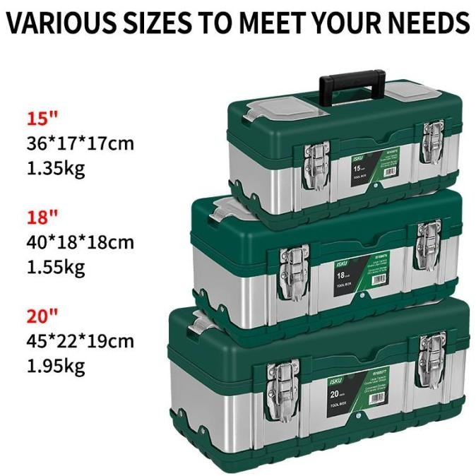 ISKU Tool box Besar 20 Inch Box Tahan lama Toolbox Kotak Peralatan Perkakas/kotak perkakas 17inch/ko