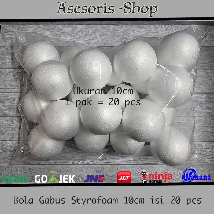 

Bola Gabus Styrofoam ukuran 10cm isi 20pcs