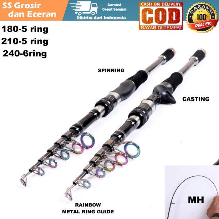 AJR99 CASTING SPINNING JORAN PANCING ULTRALIGHT UL PENDEK MINI RING RAINBOW