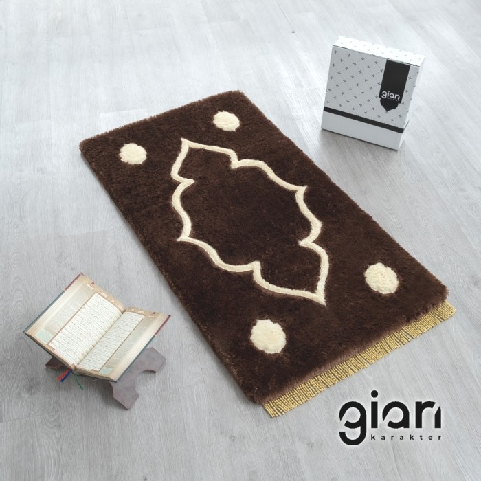 MURAH SAJADAH BULU/RUMBAI/BUSA/TEBAL HARRAMAIN PREMIUM - GIAN KARAKTER - H coklat