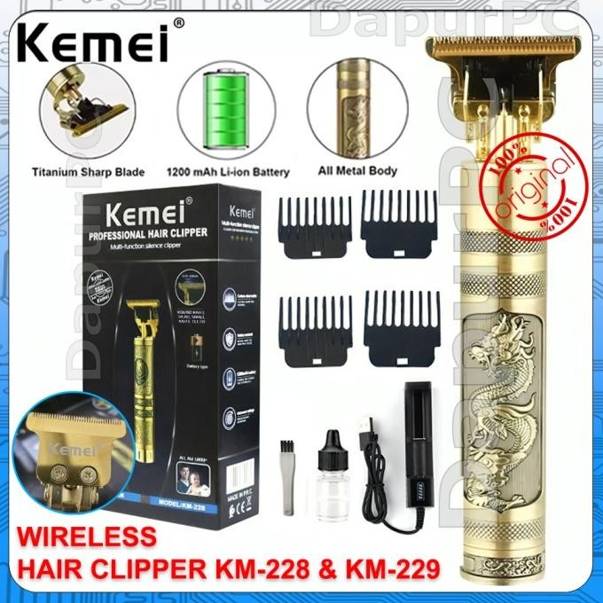 Kemei KM 228 & KM 229 Wireless Hair Clipper Rechargeable Cordless Shaver
