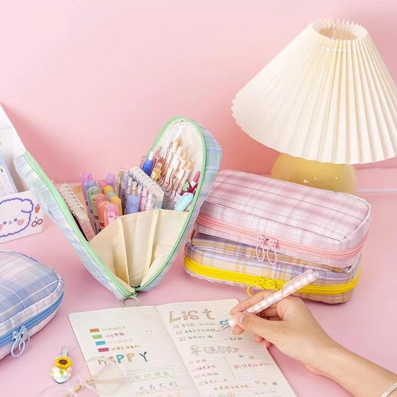 

TERMURAH [MILOLI] Kotak Pensil Grid kanvas Macaron Kapasitas Besar Portabel Multifungsi Style Stationery - F0182 er-56