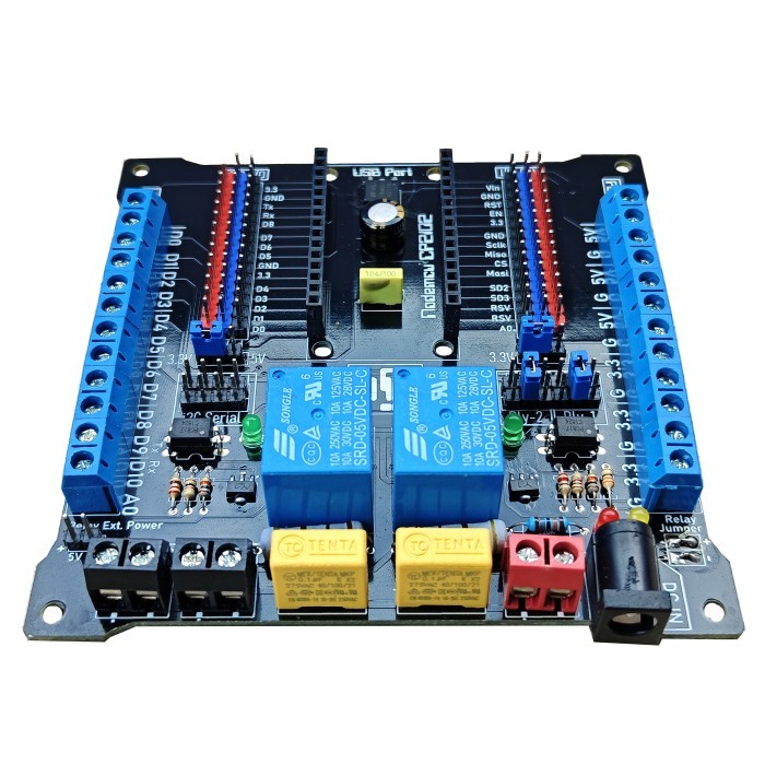 Nodemcu 2Ch Relay Shield Esp8266 Terminal Extension Baseboard Dev Kit