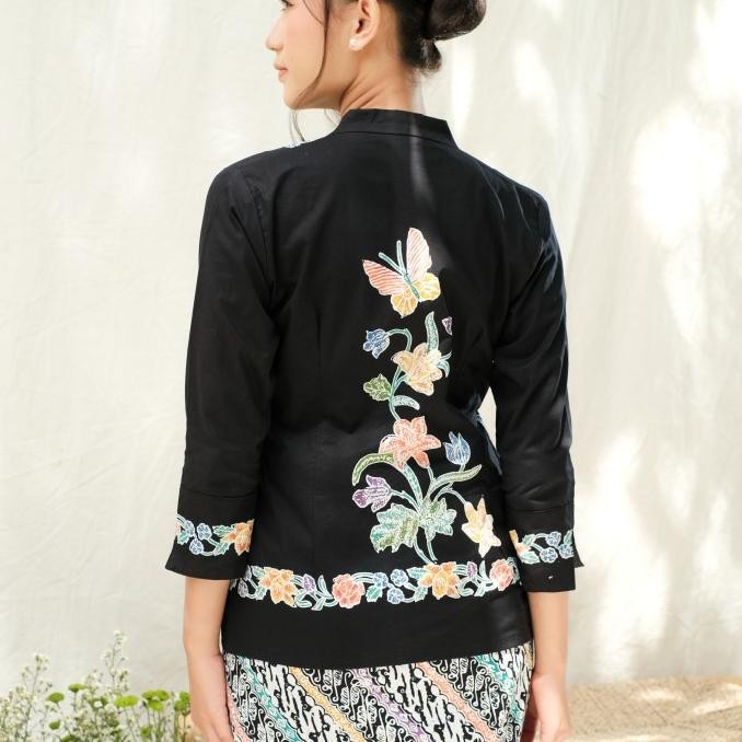 Grosir Baju Kebaya Encim Pekalongan Lengan Panjang Meradelima Katun Hitam