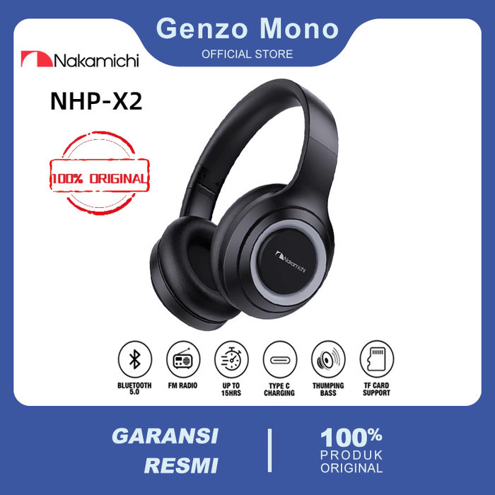 Headphone Bluetooth Nakamichi NHP-X2 HD HIFI FM Radio With Microphone