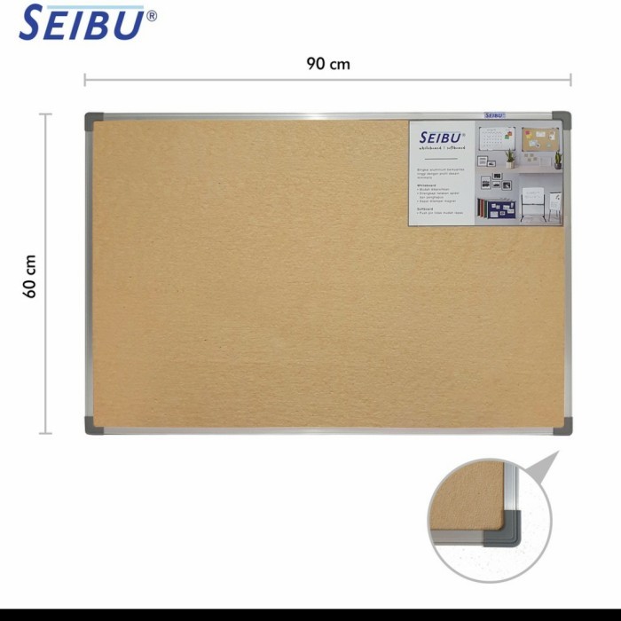 

Seibu Softboard / CorkBoard/ Papan Pengumuman /Gantung 60x90 cm