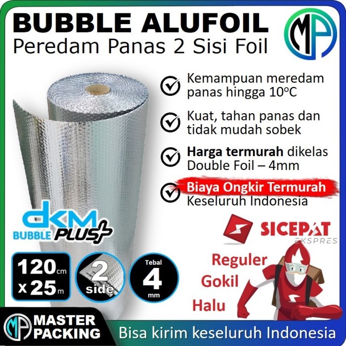 Bubble Alumunium Foil 120Cm X 25M Insulation Foil Peredam Panas Atap