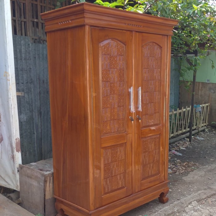 LEMARI PAKAIAN PINTU 2.KAYU JATI ASLI