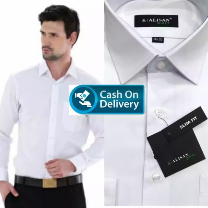 KEMEJA ALISAN LENGAN PANJANG PUTIH SLIMFIT