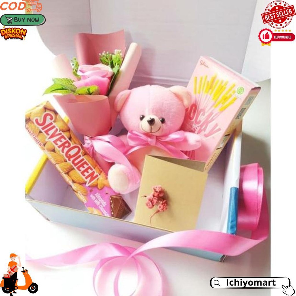 

(S) Snack Box Pink Bunga Kado Ulang Tahun/ Kado Wisuda/ Kado Anniversary / Paket Pink / Sahabat / Wisuda Sidang D Promo Puncak