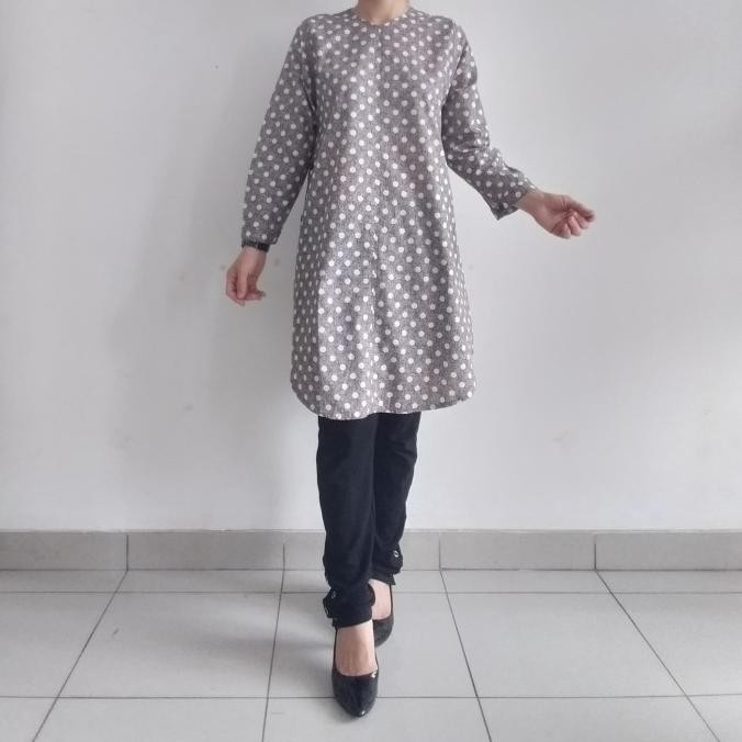 Sale Tunik Panjang Wanita Long Tunik Polkadot Terbaru Atasan Wanita