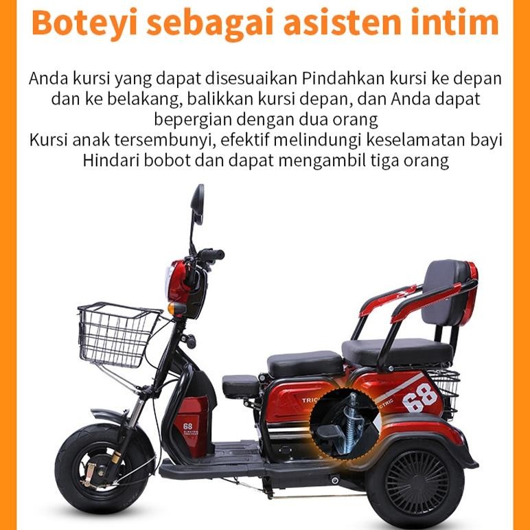 Sepeda Motor Roda 3 / Sepeda listrik roda tiga / skuter untuk orang tua / Sepeda Untuk Lansia