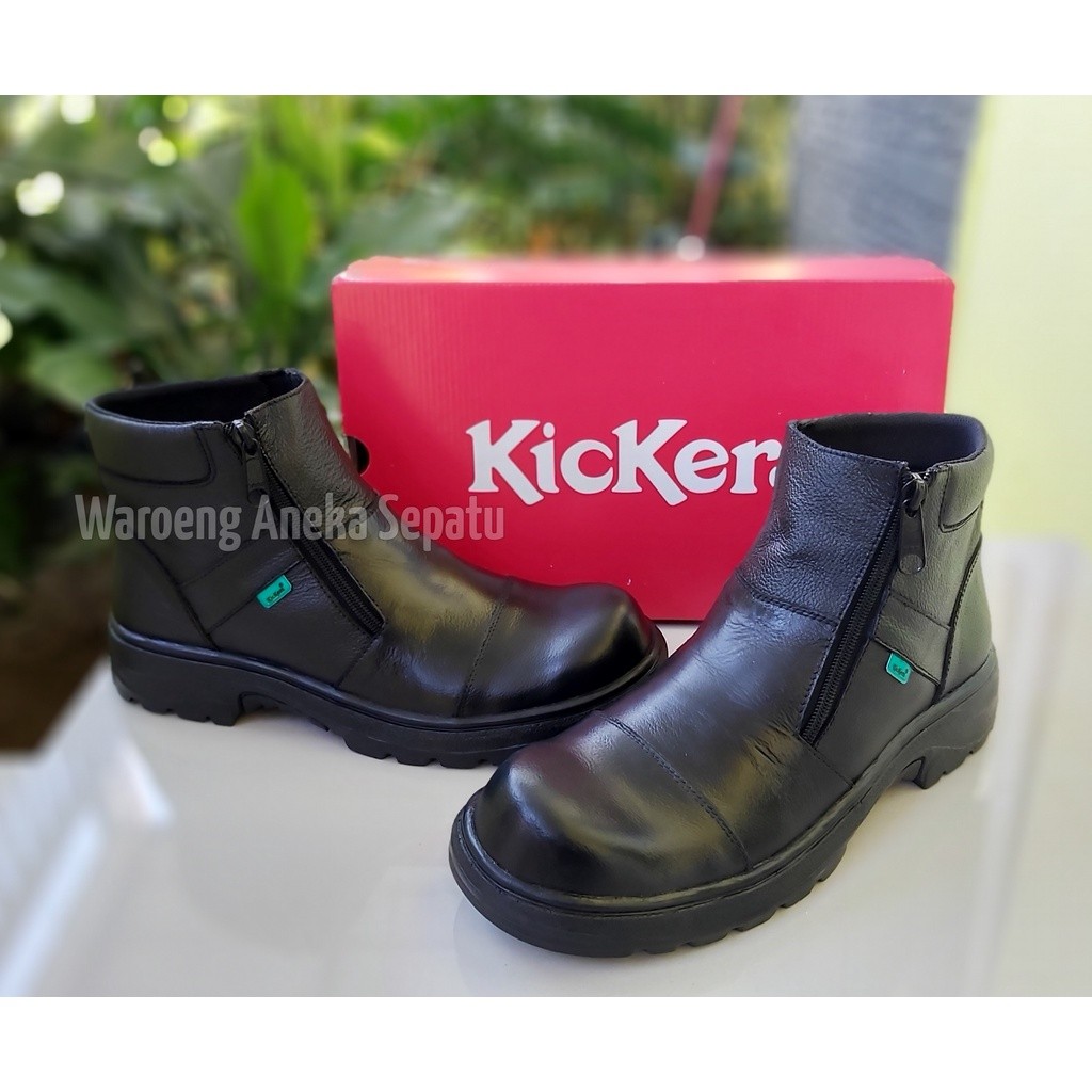 Sepatu Boots Pria Kickers Resleting Safety Kulit Asli Formal Boot Savety But Septi Buts Sevti Bot Se