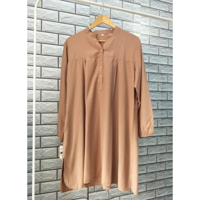 Murah Tunik Polos Viscose Jumbo Coklat Susu