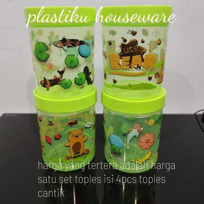 Toples Plastik Cantik Toples Set Toples Kue Lebaran Toples Drat isi 4