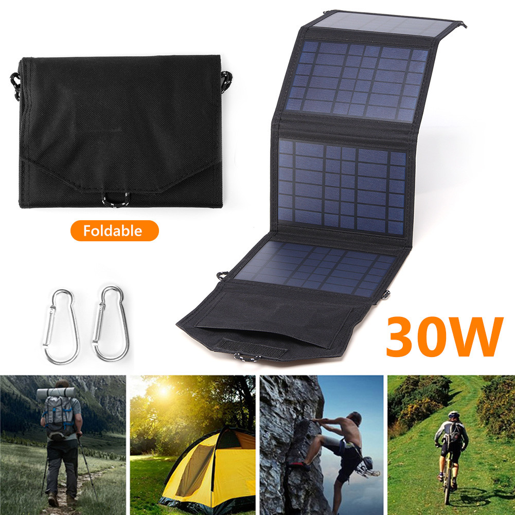 30W Foldab Solar Panel Cell 5V USB Solar Smartphone