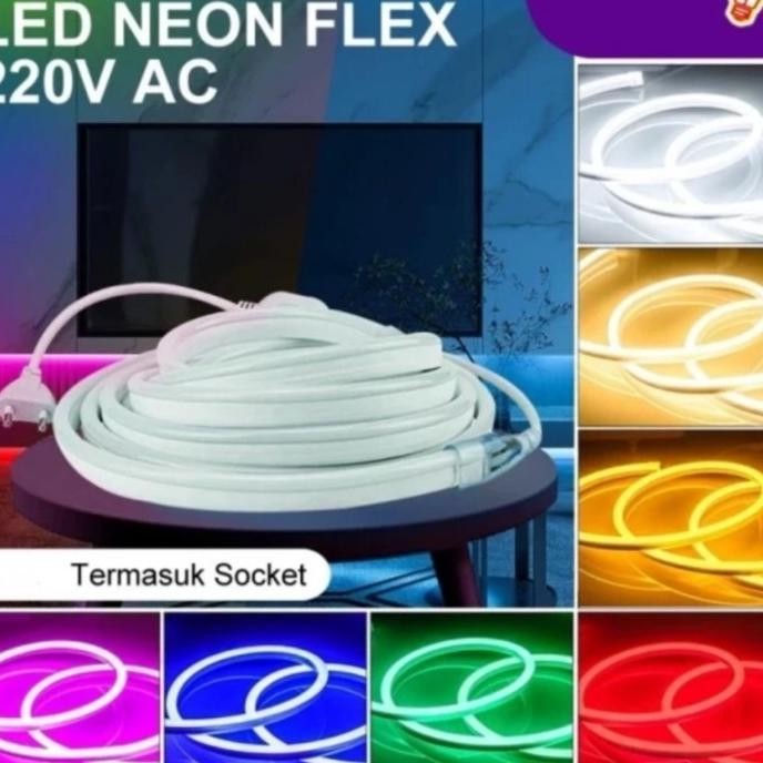 Promo Neon Flex Led 220V Paket 10 Meter + Socket