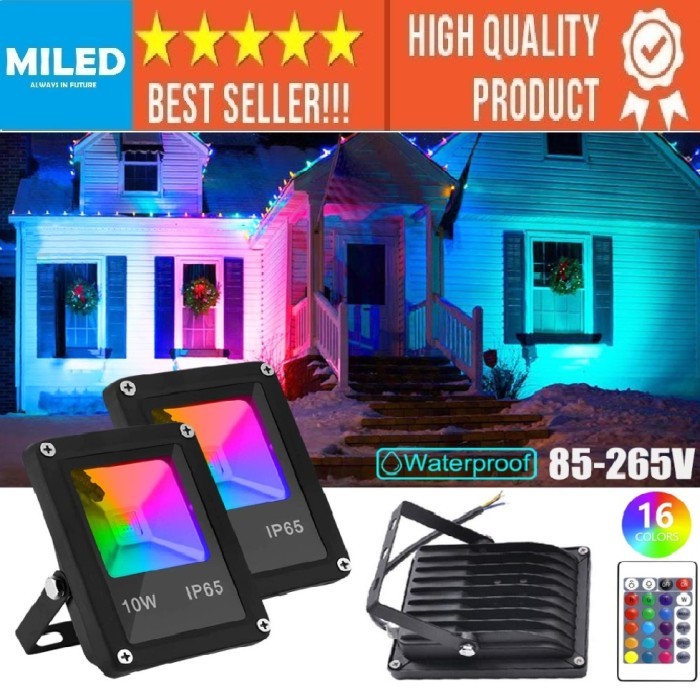 Lampu Sorot Led Rgb 10 Watt & 20 Watt Warna Warni Include Remote