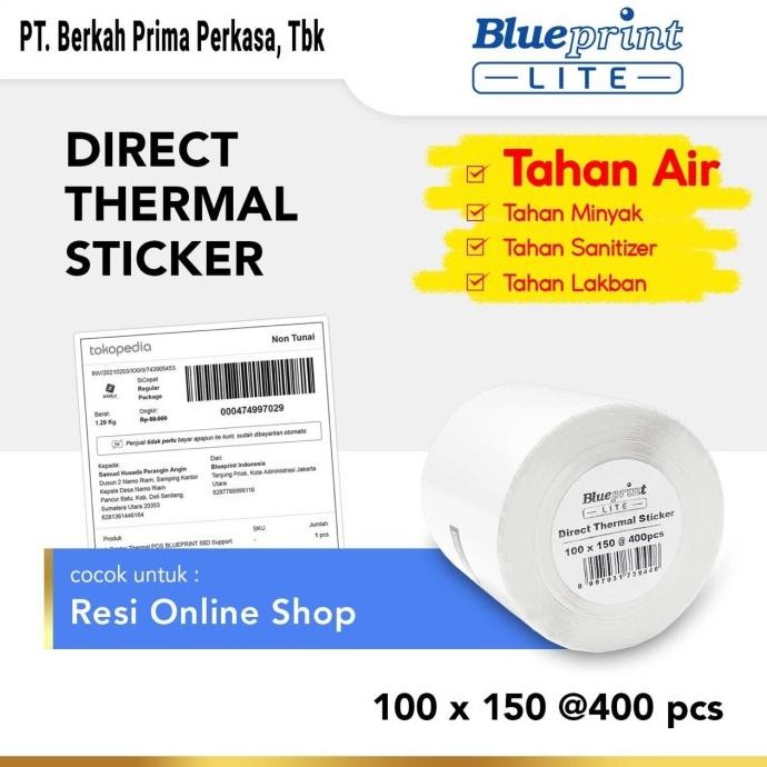 

Kertas Thermal Stiker 100x150 BLUEPRINT Lite Label 100 x 150 mm 400Pcs
