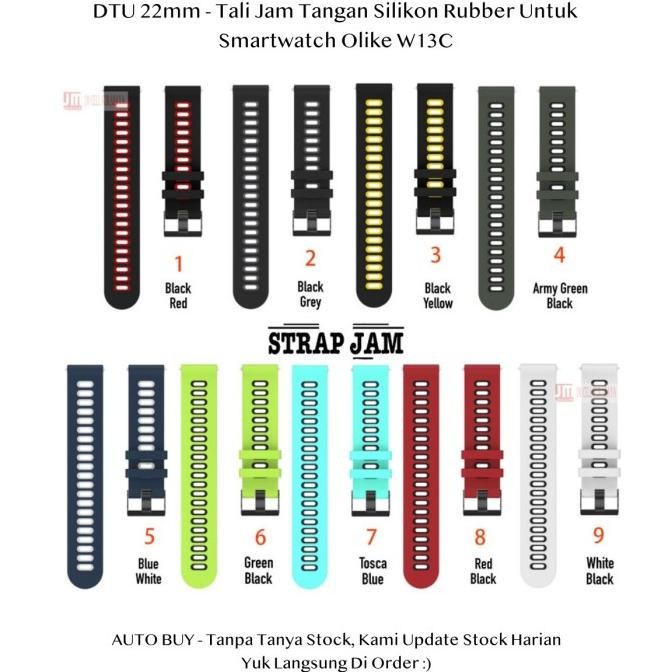 DTU 22mm Strap Smartwatch Olike W13C - Tali Jam Tangan Silikon Sporty