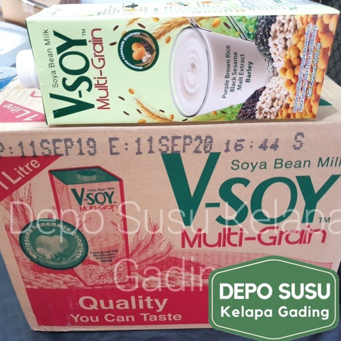 

V-Soy Multigrain (1X12) Kartonan Susu Kedelai Vsoy Soya Milk UHT