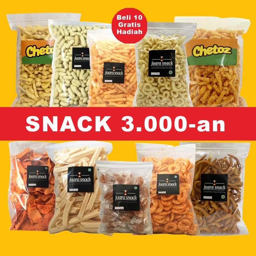 [B3LI 10 GR4TIS 1] Keripik Kerupuk Serba 3000 an Juara Snack Kue Kering Kiloan Grosir Makanan Ringan